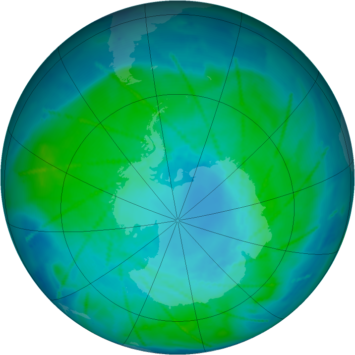 Antarctic ozone map for 24 January 2011